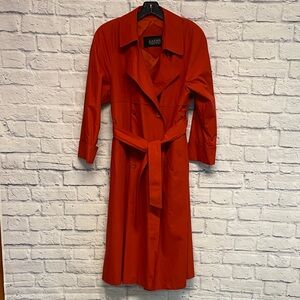 Sanyo Carol Cohen Vintage Double Breasted Women's Red Trench Coat Size M